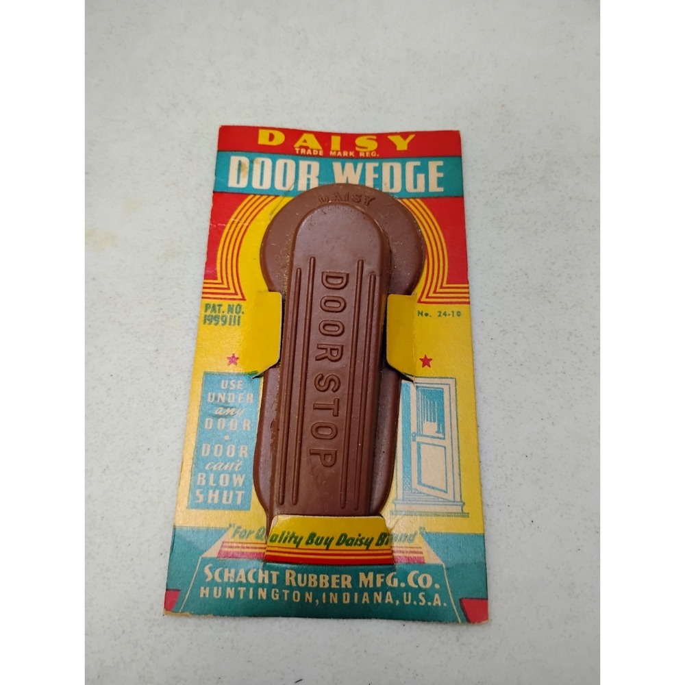 Vintage DAISY Rubber Wedge Door Stop Brown NIP Original Packaging Prop